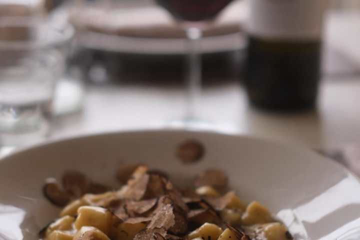 Farm lunch with fresh truffles Italy