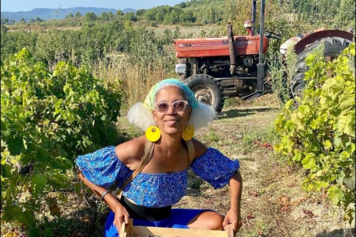 a person sitting on a train