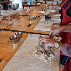 Freshly made pasta prepared during an ancient grains cooking class