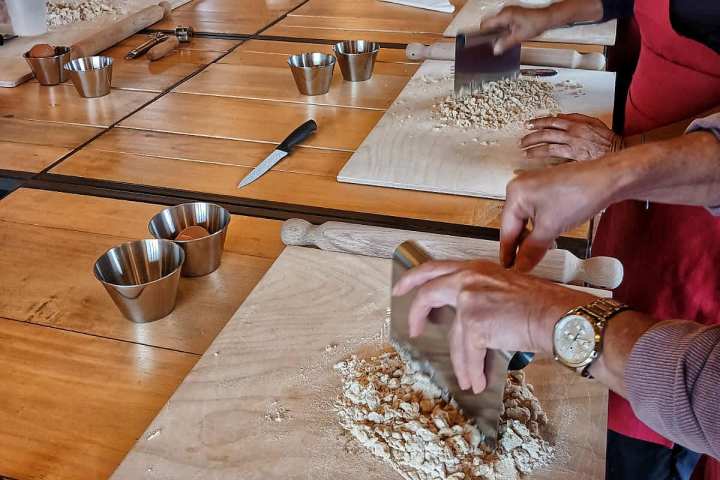 Freshly made pasta prepared during an ancient grains cooking class