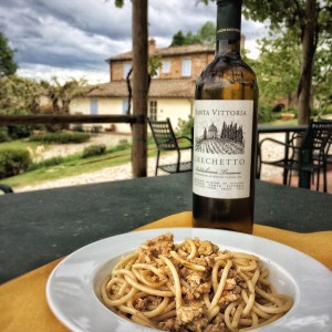 Wine-paired tasting after a pasta class in the Tuscan countryside