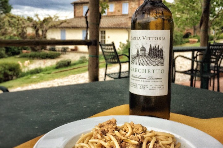 Wine-paired tasting after a pasta class in the Tuscan countryside
