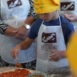 Hands preparing traditional Neapolitan pizza dough