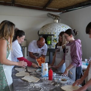 Hands preparing traditional Neapolitan pizza dough