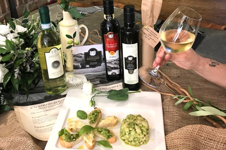 Italian bread with extra virgin olive oil tasting traditional food pairing