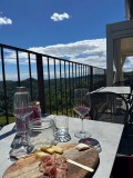 Board of local Cocconato products — Robiola cheese Grissini and seasonal specialities — at a wine tasting